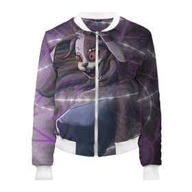 Женский бомбер 3D с принтом Венни в Ухте, 100% полиэстер | застегивается на молнию, по бокам два кармана без застежек, мягкие манжеты, по низу бомбера и на воротнике — эластичная резинка | fnaf | vannie | ванесса | венни | кролик | фнаф