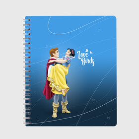 Тетрадь с принтом Snow White  Prince Ferdinand в Ухте, 100% бумага | 48 листов, плотность листов — 60 г/м2, плотность картонной обложки — 250 г/м2. Листы скреплены сбоку удобной пружинной спиралью. Уголки страниц и обложки скругленные. Цвет линий — светло-серый
 | cartoon | couple | disney | love | princess | snow white | snowwhite | valentine | valentines day | белоснежка | белоснежка и семь гномов | валентин | день святого валентина | любовь | фердинанд