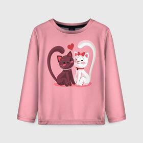 Детский лонгслив 3D с принтом Happy Valentines Day в Ухте, 100% полиэстер | длинные рукава, круглый вырез горловины, полуприлегающий силуэт
 | angel | cat | cats | cupid | day | happy | heart | love | rose | valentine | valentines | ангел | валентин | валентина | валентинка | день | кошки | купидон | любовь | святого | святой | сердце