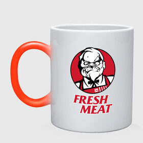 Кружка хамелеон с принтом Pudge Dota Fresh Meat Пудж в Ухте, керамика | меняет цвет при нагревании, емкость 330 мл | Тематика изображения на принте: dota | dota2 | fresh meat | kfc | pudge | red | дота | дота2 | красный | кфс | падж | паджерс | паджик | пудж | свежее мясо | хук