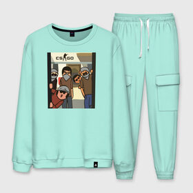 Мужской костюм хлопок с принтом CS GO | Cartoon в Ухте, 100% хлопок | на свитшоте круглая горловина, мягкая резинка по низу. Брюки заужены к низу, на них два вида карманов: два “обычных” по бокам и два объемных, с клапанами, расположенные ниже линии бедра. Брюки с мягкой трикотажной резинкой на поясе и по низу штанин. В поясе для дополнительного комфорта — широкие завязки | counter strike | counter strike global offensive | cs go | csgo