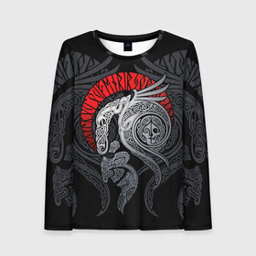 Женский лонгслив 3D с принтом Демон в Ухте, 100% полиэстер | длинные рукава, круглый вырез горловины, полуприлегающий силуэт | braid | celtic | demon | devil | mantra | ornament | pattern | profile | демон | дьявол | кельтский | мантра | орнамент | плетенка | профиль | узор