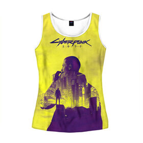 Женская майка 3D с принтом Cyberpunk 2077 в Ухте, 100% полиэстер | круглая горловина, прямой силуэт, длина до линии бедра | Тематика изображения на принте: cyberpunk 2077 | hacker | maelstrom | militech | quadra | samurai | sci fi | technology | trauma team | v | будущее | игра | иероглифы | киану ривз | кибер | киберпанк | киборг | киборги | корпорация | лого | милитек | панк | роботы | самурай | т