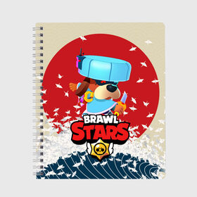 Тетрадь с принтом Brawl Stars - Ronin Ruffs в Ухте, 100% бумага | 48 листов, плотность листов — 60 г/м2, плотность картонной обложки — 250 г/м2. Листы скреплены сбоку удобной пружинной спиралью. Уголки страниц и обложки скругленные. Цвет линий — светло-серый
 | brawl | brawl ruffs | brawl stars | brawl stars ronin ruffs | brawler | colonel ruffs | leon | new brawler | ronin ruffs | ruffs | ruffus | starrforce | бравл | бравл собака | бравл старс | бравлер | гавс | генерал гавс | леон | ронин 