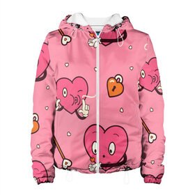 Женская куртка 3D с принтом Любовь паттерн, замок и ключ в Ухте, ткань верха — 100% полиэстер, подклад — флис | прямой крой, подол и капюшон оформлены резинкой с фиксаторами, два кармана без застежек по бокам, один большой потайной карман на груди. Карман на груди застегивается на липучку | holiday | key | love | pattern | pattern valentines day | repeatable | seamless | день святого валентина | замок | ключ | любовь | паттерн | повтор | праздник | сердце | узор