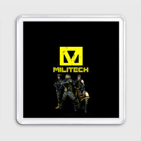 Магнит 55*55 с принтом MILITECH Cyberpunk 2077 в Ухте, Пластик | Размер: 65*65 мм; Размер печати: 55*55 мм | cyberpunk 2077 | hacker | maelstrom | militech | quadra | samurai | sci fi | technology | trauma team | v | будущее | игра | иероглифы | киану ривз | кибер | киберпанк | киборг | киборги | корпорация | лого | милитек | панк | роботы | самурай | т