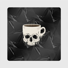 Магнит виниловый Квадрат с принтом Кофе из черепа в Ухте, полимерный материал с магнитным слоем | размер 9*9 см, закругленные углы | horror | кости | скелет | слова | ужас | ужасы | хоррор | через из слов | череп
