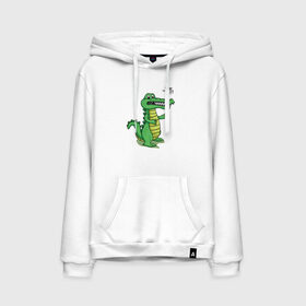 Мужская толстовка с принтом Time to eat! в Ухте, френч-терри, мягкий теплый начес внутри (100% хлопок) | карман-кенгуру, эластичные манжеты и нижняя кромка, капюшон с подкладом и шнурком | время есть | еда | завтрак | крокодил | обед | пожиратель | прикол | ужин | хищник