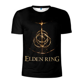Мужская футболка 3D спортивная с принтом Elden Ring в Ухте, 100% полиэстер с улучшенными характеристиками | приталенный силуэт, круглая горловина, широкие плечи, сужается к линии бедра | action | armor | dark souls | demon | elden ring | fromsoftware | games | george martin | japan | knight | namco bandai | rpg | weapon | броня | дарк соулс | демон | джордж мартин | игры | оружие | рпг | рыцарь | темные души | экшен | япония