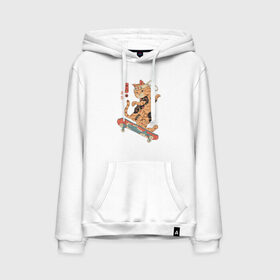 Мужская толстовка с принтом Кот Якудза в Ухте, френч-терри, мягкий теплый начес внутри (100% хлопок) | карман-кенгуру, эластичные манжеты и нижняя кромка, капюшон с подкладом и шнурком | Тематика изображения на принте: cat | cats | japan | ninja | samurai | skateboard | skater | tattoo | tegunvteg | yakuza | катана | кот | котенок | коты | котэ | котята | кошка | ниндзя | самурай | скейтборд | скейтбординг | скейтер | тату | татуировка | татуировки