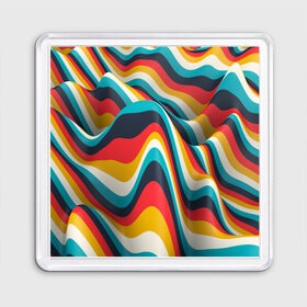 Магнит 55*55 Цветные волны: в Ухте, Пластик | Размер: 65*65 мм; Размер печати: 55*55 мм | abstract | color | waves | абстракция | волны