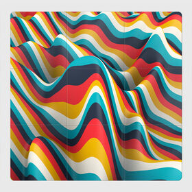 Магнитный плакат 3Х3 Цветные волны: в Ухте, Полимерный материал с магнитным слоем | 9 деталей размером 9*9 см | abstract | color | waves | абстракция | волны