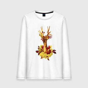 Мужской лонгслив хлопок с принтом Олень в Ухте, 100% хлопок |  | животное | зверь | лесной олень | олень | рога