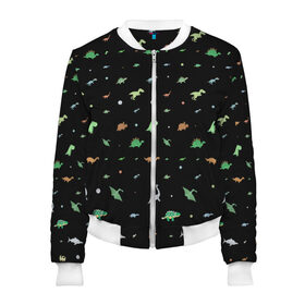 Женский бомбер 3D Динозаврики: в Ухте, 100% полиэстер | застегивается на молнию, по бокам два кармана без застежек, мягкие манжеты, по низу бомбера и на воротнике — эластичная резинка | dinosaurs | детский | динозавр | древний | животные | звери | текстура | узор | ящерица
