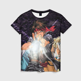 Женская футболка 3D Волшебник воин Орфен: в Ухте, 100% полиэфир ( синтетическое хлопкоподобное полотно) | прямой крой, круглый вырез горловины, длина до линии бедер | anime | sorcerous stabber orphen | аниме | волшебник воин орфен