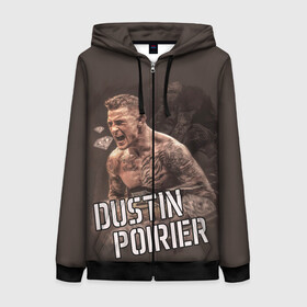 Женская толстовка 3D на молнии с принтом ДАСТИН ПОРЬЕ в Ухте, 100% полиэстер | длина до линии бедра, манжеты и пояс оформлены мягкой тканевой резинкой, двухслойный капюшон со шнурком для регулировки, спереди молния, по бокам два кармана | box | canada | champion | dustin | fight | mma | poirier | sport | ufc | боец | бои | дастин | драка | канада | мма | порье | пояс | смешаные единоборства | чемпион