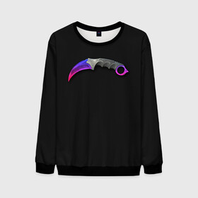 Мужской свитшот 3D с принтом Counter-Strike - сапфировый Керамбит в Ухте, 100% полиэстер с мягким внутренним слоем | круглый вырез горловины, мягкая резинка на манжетах и поясе, свободная посадка по фигуре | counter strike | cs go | керамбит галакси | контер страйк | кс го | ксго | оружие | пушки | скины