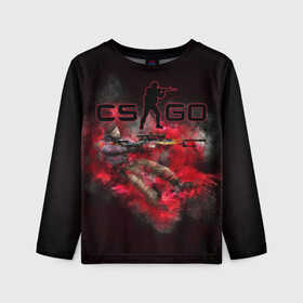 Детский лонгслив 3D с принтом КС ГО в Ухте, 100% полиэстер | длинные рукава, круглый вырез горловины, полуприлегающий силуэт
 | counter strike | cs go | контер страйк | кс го | ксго | оружие | пушки | скины