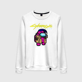 Женский свитшот хлопок CyberSUS 2077: в Ухте, 100% хлопок | прямой крой, круглый вырез, на манжетах и по низу широкая трикотажная резинка  | among us | cyberpunk 2077 | impostor | militech | samurai | sus | амонг ас | амонг ус | амонгас | амонгус | астронавт | игра | иероглифы | кибер | киберпанк | киборг | киборги | корпорация | космонавт | милитек | панк | самозванец