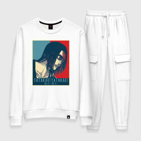 Женский костюм хлопок с принтом Борись! в Ухте, 100% хлопок | на свитшоте круглая горловина, мягкая резинка по низу. Брюки заужены к низу, на них два вида карманов: два 