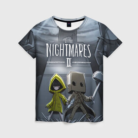 Женская футболка 3D с принтом LITTLE NIGHTMARES 2 в Ухте, 100% полиэфир ( синтетическое хлопкоподобное полотно) | прямой крой, круглый вырез горловины, длина до линии бедер | little nightmares | little nightmares 2 | six | игры | комиксы | шестая