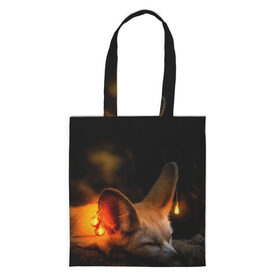 Шоппер 3D с принтом Лисичка с фонариками в Ухте, 100% полиэстер | Плотность: 200 г/м2; Размер: 34×35 см; Высота лямок: 30 см | fox | foxy | животное | звери | лиса | лисенок | лисичка | милая | рыжая | фокс