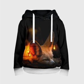 Детская толстовка 3D с принтом Лисичка с фонариками в Ухте, 100% полиэстер | двухслойный капюшон со шнурком для регулировки, мягкие манжеты на рукавах и по низу толстовки, спереди карман-кенгуру с мягким внутренним слоем | fox | foxy | животное | звери | лиса | лисенок | лисичка | милая | рыжая | фокс