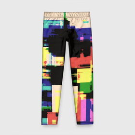 Детские леггинсы 3D с принтом Глитч в Ухте, полиэстер 85%, спандекс 15% | эластичный пояс, зауженный крой | art | casual | абстракция | арт | глитч | искусство | квадраты | краски | минимализм | текстура