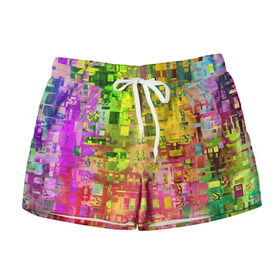 Женские шорты 3D с принтом Системный сбой в Ухте, 100% полиэстер | прямой крой, два кармана без застежек по бокам. Мягкая трикотажная резинка на поясе, внутри которой широкие завязки. Длина до середины бедра | art | casual | абстракция | арт | глитч | искусство | краски | минимализм | смешение | текстура