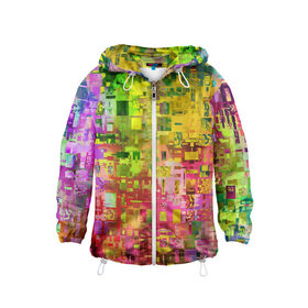 Детская ветровка 3D Системный сбой: в Ухте, 100% полиэстер | подол и капюшон оформлены резинкой с фиксаторами, по бокам два кармана без застежек, один потайной карман на груди | art | casual | абстракция | арт | глитч | искусство | краски | минимализм | смешение | текстура