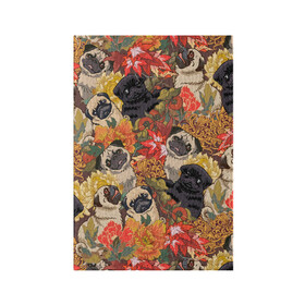 Обложка для паспорта матовая кожа Мопсики | Цветочки: в Ухте, натуральная матовая кожа | размер 19,3 х 13,7 см; прозрачные пластиковые крепления | love | арт | день валентина | день святого | день святого валентина | любовь | много собак | мопс | мопсы | порода | породистые | породистые собаки | породы собак | собака | собаки