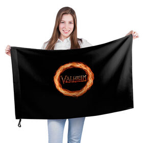Флаг 3D с принтом Valheim - огненный круг в Ухте, 100% полиэстер | плотность ткани — 95 г/м2, размер — 67 х 109 см. Принт наносится с одной стороны | valheim | вальхейм | викинги | игра | компьютерный | круг | логотип | минимализм | огненный | огонь | подарок | черный