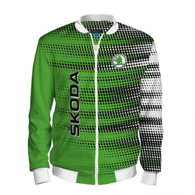 Мужской бомбер 3D с принтом SKODA в Ухте, 100% полиэстер | застегивается на молнию, по бокам два кармана без застежек, по низу бомбера и на воротнике - эластичная резинка | auto | skoda | sport | авто | автомобили | автомобиль | автомобильные | бренд | внедорожники | легковые | марка | пикапы | спорт