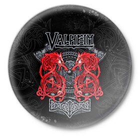 Значок с принтом Valheim в Ухте,  металл | круглая форма, металлическая застежка в виде булавки | valheim | viking | валхейм | викинги | игры