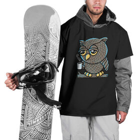 Накидка на куртку 3D с принтом Утро начинается в Ухте, 100% полиэстер |  | animal | beast | bird | coffee | drowsiness | fatigue | lark | morning | owl | sleep | sleepy | sleepyhead | жаворонок | кофе животное | птица | сова | сонливость | соня | усталость | утро