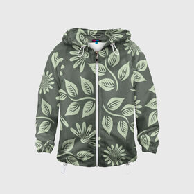 Детская ветровка 3D с принтом Цветы в Ухте, 100% полиэстер | подол и капюшон оформлены резинкой с фиксаторами, по бокам два кармана без застежек, один потайной карман на груди | листья | минимализм | природа | растения | цветы
