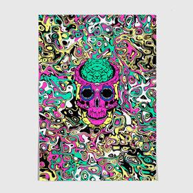 Постер Череп: в Ухте, 100% бумага
 | бумага, плотность 150 мг. Матовая, но за счет высокого коэффициента гладкости имеет небольшой блеск и дает на свету блики, но в отличии от глянцевой бумаги не покрыта лаком | skull.абстракция | краска | разводы | текстура | череп