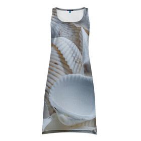 Платье-майка 3D с принтом Ракушки в Ухте, 100% полиэстер | полуприлегающий силуэт, широкие бретели, круглый вырез горловины, удлиненный подол сзади. | art | casual | градиент | минимализм | ракушки | структура | текстура