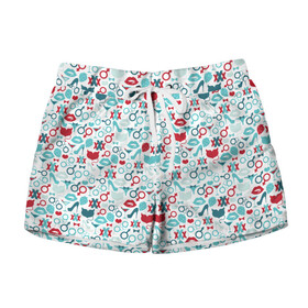 Женские шорты 3D с принтом Клубничка в Ухте, 100% полиэстер | прямой крой, два кармана без застежек по бокам. Мягкая трикотажная резинка на поясе, внутри которой широкие завязки. Длина до середины бедра | 8 марта | афродита | весна | влюбленность | жена | женский день | красота | купидон | любимая | любовь | мама | отношения | подарок девушке | подарок маме | подруга | половинка | поцелуй | праздник