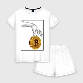Женская пижама с шортиками хлопок с принтом BITCOIN CRYPTOCURRENCE (Z) в Ухте, 100% хлопок | футболка прямого кроя, шорты свободные с широкой мягкой резинкой | binance coin | bitcoin | blockchain | btc | cardano | crypto | ethereum | litecoin | polkadot | tether | xrp | биткоин | блокчейн | валюта | деньги | криптовалюта | майнер | майнинг | цифровая валюта | цифровое золото | эфир