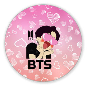 Коврик для мышки круглый с принтом BTS в Ухте, резина и полиэстер | круглая форма, изображение наносится на всю лицевую часть | bts | k pop | kpop | rm | аниме | бтс | ви | джей хоуп | джонгук | кпоп | сюга | чимин | чин | япония