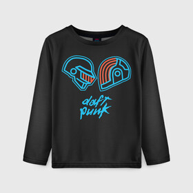 Детский лонгслив 3D с принтом Daft Punk в Ухте, 100% полиэстер | длинные рукава, круглый вырез горловины, полуприлегающий силуэт
 | Тематика изображения на принте: acces | after | all | better | crush | da | daft | dance | discovery | faster | funk | get | harder | homework | human | instant | lose | lucky | memories | more | one | punk | random | stronger | time | to | yourself | бангальтер | дафт 