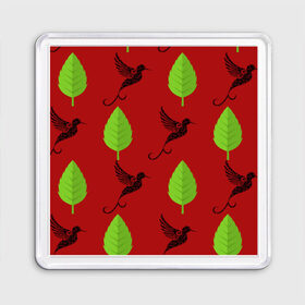 Магнит 55*55 Птица и листочек: в Ухте, Пластик | Размер: 65*65 мм; Размер печати: 55*55 мм | арт | животные | летать | лист | питца