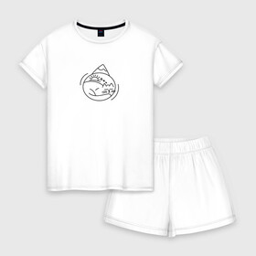 Женская пижама с шортиками хлопок с принтом Спящий котик в Ухте, 100% хлопок | футболка прямого кроя, шорты свободные с широкой мягкой резинкой | гора | животные | кот | котик | кошка | сон