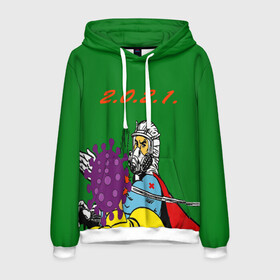 Мужская толстовка 3D с принтом символ 2021 года корона в Ухте, 100% полиэстер | двухслойный капюшон со шнурком для регулировки, мягкие манжеты на рукавах и по низу толстовки, спереди карман-кенгуру с мягким внутренним слоем. | вирус | врачи | ковид | коронвирус | крантин | пандемия