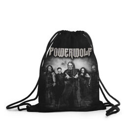 Рюкзак-мешок 3D с принтом Powerwolf в Ухте, 100% полиэстер | плотность ткани — 200 г/м2, размер — 35 х 45 см; лямки — толстые шнурки, застежка на шнуровке, без карманов и подкладки | heavy metal | metal | powerwolf | группы | метал | музыка | пауэр метал | рок | хеви метал