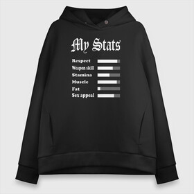 Женское худи Oversize хлопок с принтом Grand Theft Auto My Stats в Ухте, френч-терри — 70% хлопок, 30% полиэстер. Мягкий теплый начес внутри —100% хлопок | боковые карманы, эластичные манжеты и нижняя кромка, капюшон на магнитной кнопке | 4 | 5 | five | games | grand theft auto | gta | gta v | los santos | online | rockstar | san andreas | великое авто воровство | гта | гташка | игры | логотип | лос сантос | майкл | мафия | ограбление | онлайн | пеф | рокстар | самп | сан андреас 
