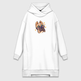Платье-худи хлопок с принтом Собачка в Ухте,  |  | Тематика изображения на принте: cute | dog | doggy | милая собачка | миленько | милота | овчарка | собака | собачка | стикер собаки