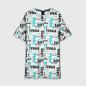 Детское платье 3D с принтом YOGA в Ухте, 100% полиэстер | прямой силуэт, чуть расширенный к низу. Круглая горловина, на рукавах — воланы | Тематика изображения на принте: аум | брахма | будда | буддист | веган | вишну | ганеша | гимнастика | индиго | индуизм | инь янь | йога | лотос | мантра | медитация | нирвана | ом | просветление | психоделика | санскрит | третий глаз