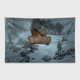 Флаг-баннер с принтом Valheim в Ухте, 100% полиэстер | размер 67 х 109 см, плотность ткани — 95 г/м2; по краям флага есть четыре люверса для крепления | fantasy | mmo | valheim | valve | валхейм | вальхейм | викинги | выживалка | игра | королевская битва | ммо | ролевая игра | фэнтази